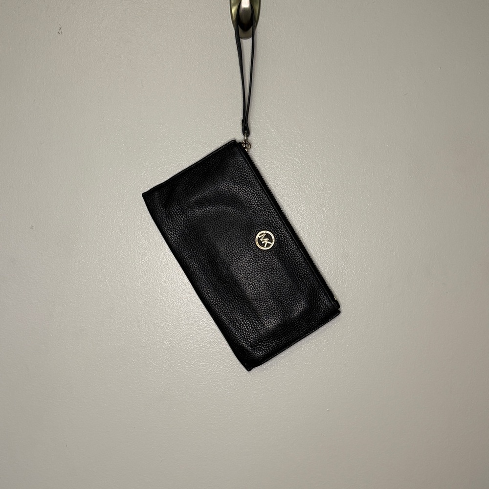 Michael Kors Black Wristlet with Gold Logo